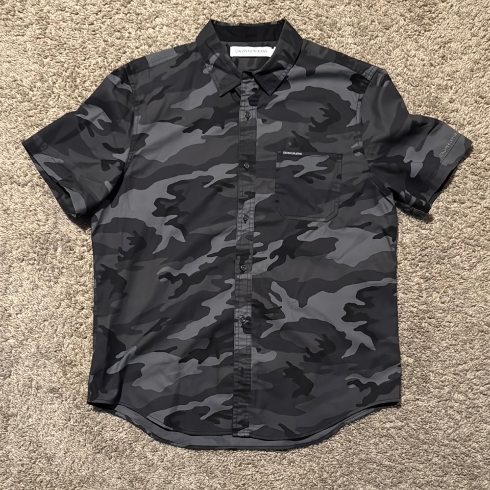 Black Camo Button Down Shirt